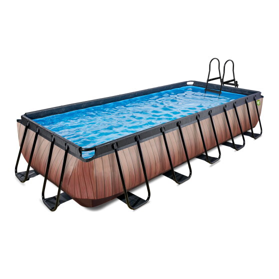 EXIT Wood pool 540x250x100cm with sand filter pump - brown