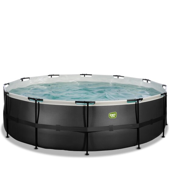 EXIT Black Leather pool ø488x122cm with filter pump - black