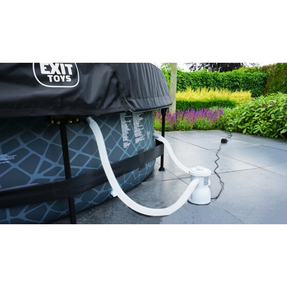 EXIT Black Wood pool ø300x76cm with filter pump and dome - black