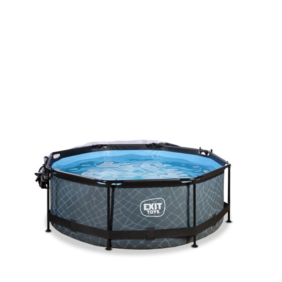 EXIT Stone pool ø244x76cm with filter pump and dome - grey