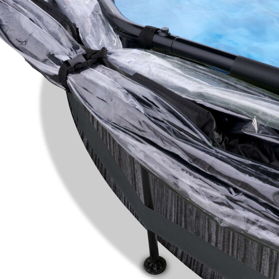 EXIT Black Wood pool ø300x76cm with filter pump and dome - black