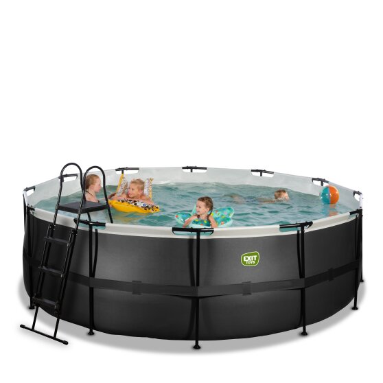 EXIT Black Leather pool ø427x122cm with filter pump - black