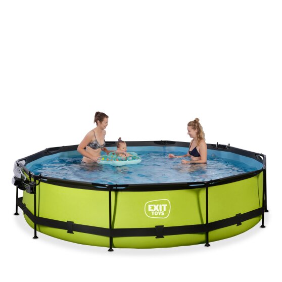 EXIT Lime pool ø360x76cm with filter pump and dome - green