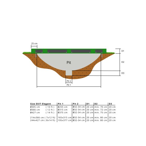 EXIT Elegant ground trampoline ø305cm with Economy safety net - green