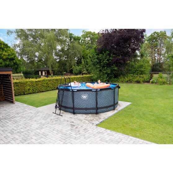 EXIT Black Leather pool ø360x122cm with filter pump - black