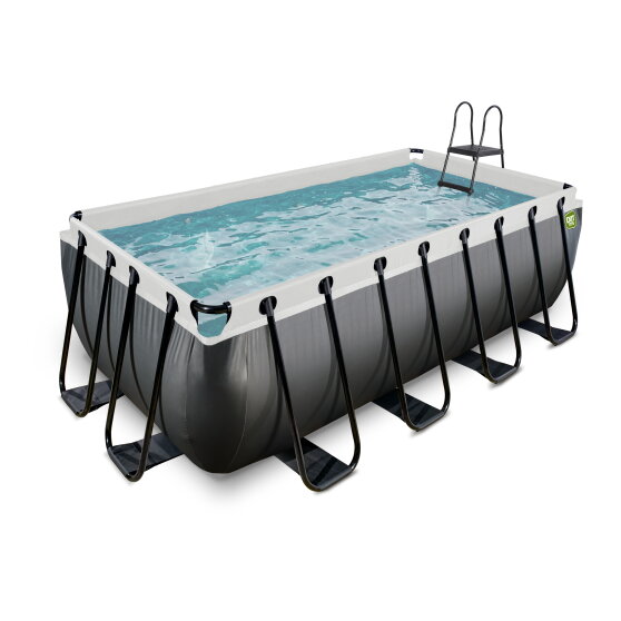 EXIT Black Leather pool 400x200x122cm with sand filter pump - black