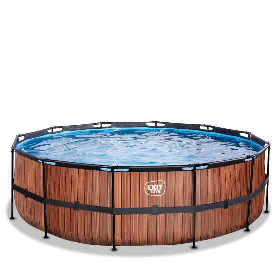 EXIT Wood pool ø450x122cm with filter pump - brown