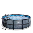 EXIT Stone pool ø427x122cm with sand filter pump and dome and heat pump - grey