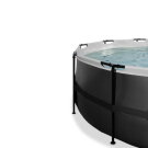 EXIT Black Leather pool ø450x122cm with sand filter pump and dome and accessory set - black