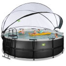 EXIT Black Leather pool ø450x122cm with sand filter pump and dome and accessory set - black