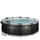 EXIT Black Leather pool ø450x122cm with sand filter pump and dome and accessory set - black
