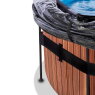 EXIT Wood pool ø488x122cm with sand filter pump and dome and heat pump - brown