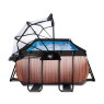 EXIT Wood pool 540x250x122cm with sand filter pump and dome - brown