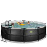 EXIT Black Leather pool ø488x122cm with filter pump - black