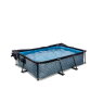 EXIT Stone pool 220x150x65cm with filter pump and dome - grey