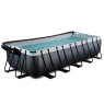 EXIT Black Leather pool 540x250x122cm with sand filter pump and dome - black