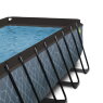 EXIT Stone pool 400x200x122cm with sand filter pump and dome - grey