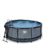 EXIT Stone pool ø360x122cm with sand filter pump and dome and heat pump - grey