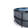 EXIT Stone pool ø450x122cm with sand filter pump and dome and heat pump - grey